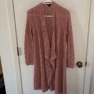 Torrid Size 00 Dusty rose open knit long sleeve open front long cardigan
